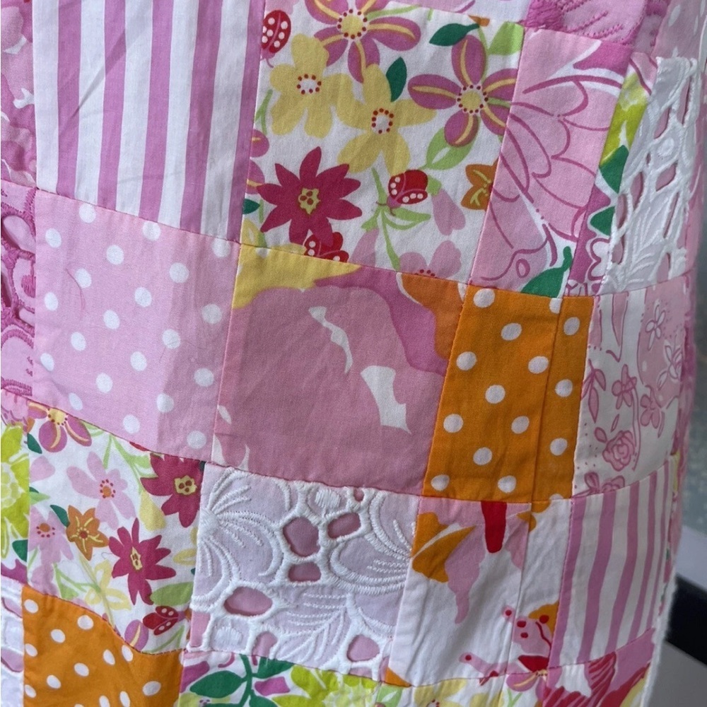 👗LILLY PULITZER VTG Retro 90s Quilted Patchwork Strapless Dress Sz 2 Pink NWOT - Picture 8 of 15